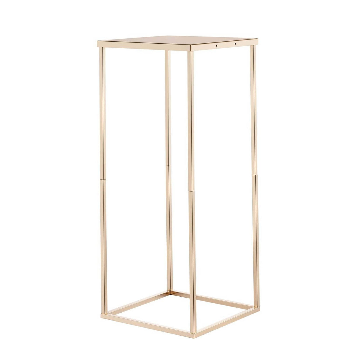 Gold-tone tall flower stand frame with open sides and rectangular base