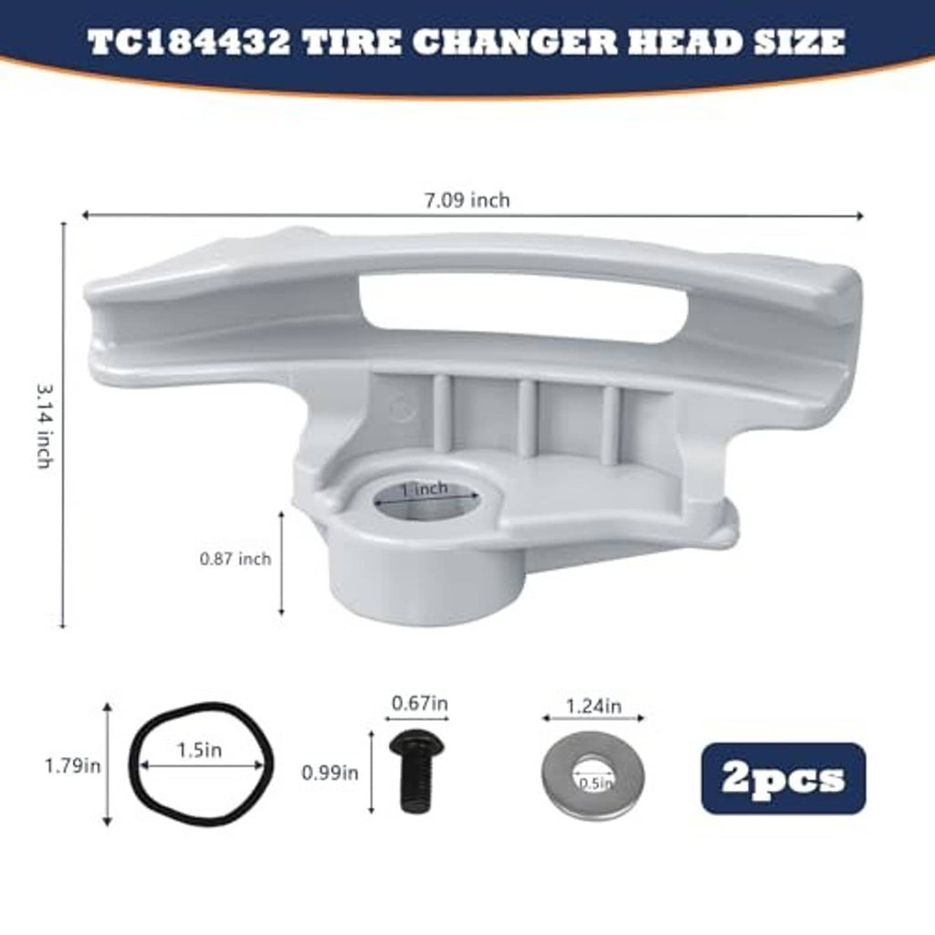 Tire changer duck head replacement part, white plastic with mounting hole, size shown