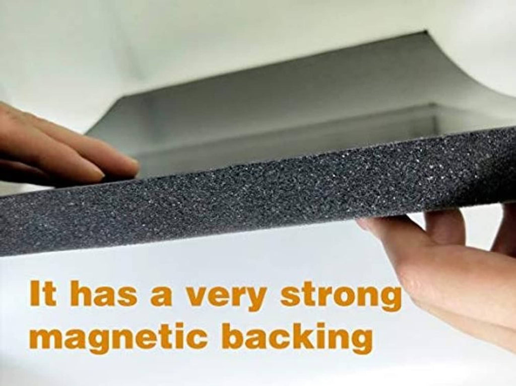 Dark gray/black foam AC drip cushion with hands holding the edge