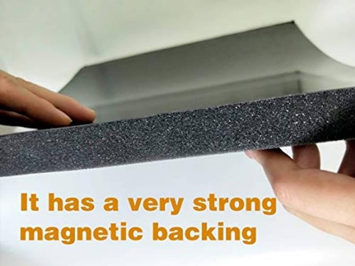 Dark gray/black foam AC drip cushion with hands holding the edge