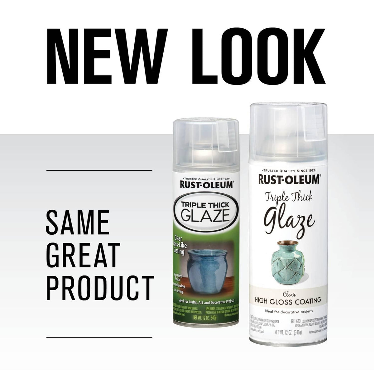 Two Rust-Oleum Triple Thick Glaze spray cans shown side by side