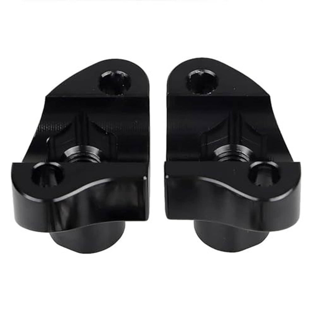 Black CNC handlebar risers with machined clamp grooves and threaded mounting holes