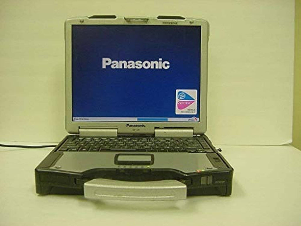 Car charger for Panasonic Toughbook laptop with Panasonic logo on screen