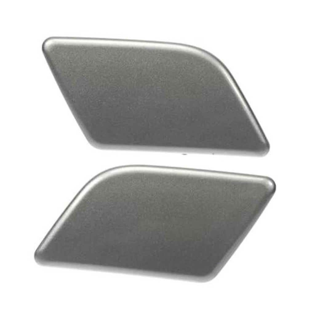 Pair of front bumper headlight washer nozzle cover caps, gray metallic finish