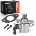 High-pressure fuel pump assembly with gasket, bolts, and spring-loaded valve
