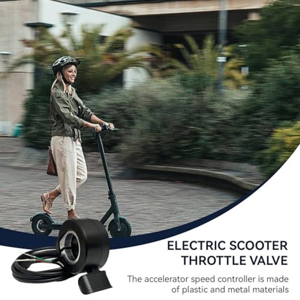 Electric scooter throttle valve with coiled cable and black cylindrical control