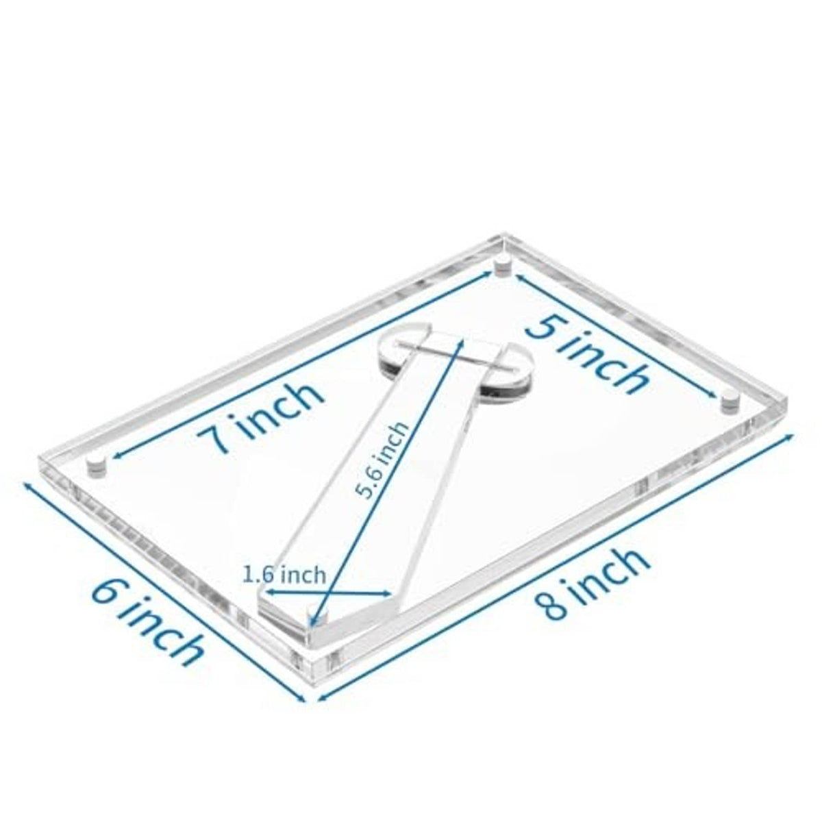 Clear acrylic 5x7 picture frame with easel stand, top view