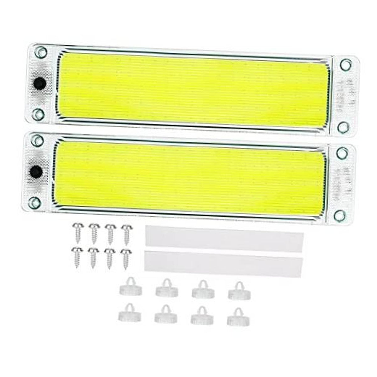 12-24V interior LED light bar with two COB panels and mounting screws, white light