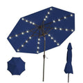 Navy 9 ft solar LED patio umbrella with starry light string, closed canopy
