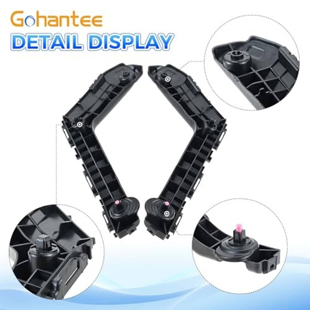 Black plastic bumper bracket showing detailed mounting clips and pink pin caps