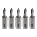 Set of PH0 Phillips screwdriver bits with 1/4 in hex shank, 25 mm long, 5 pieces