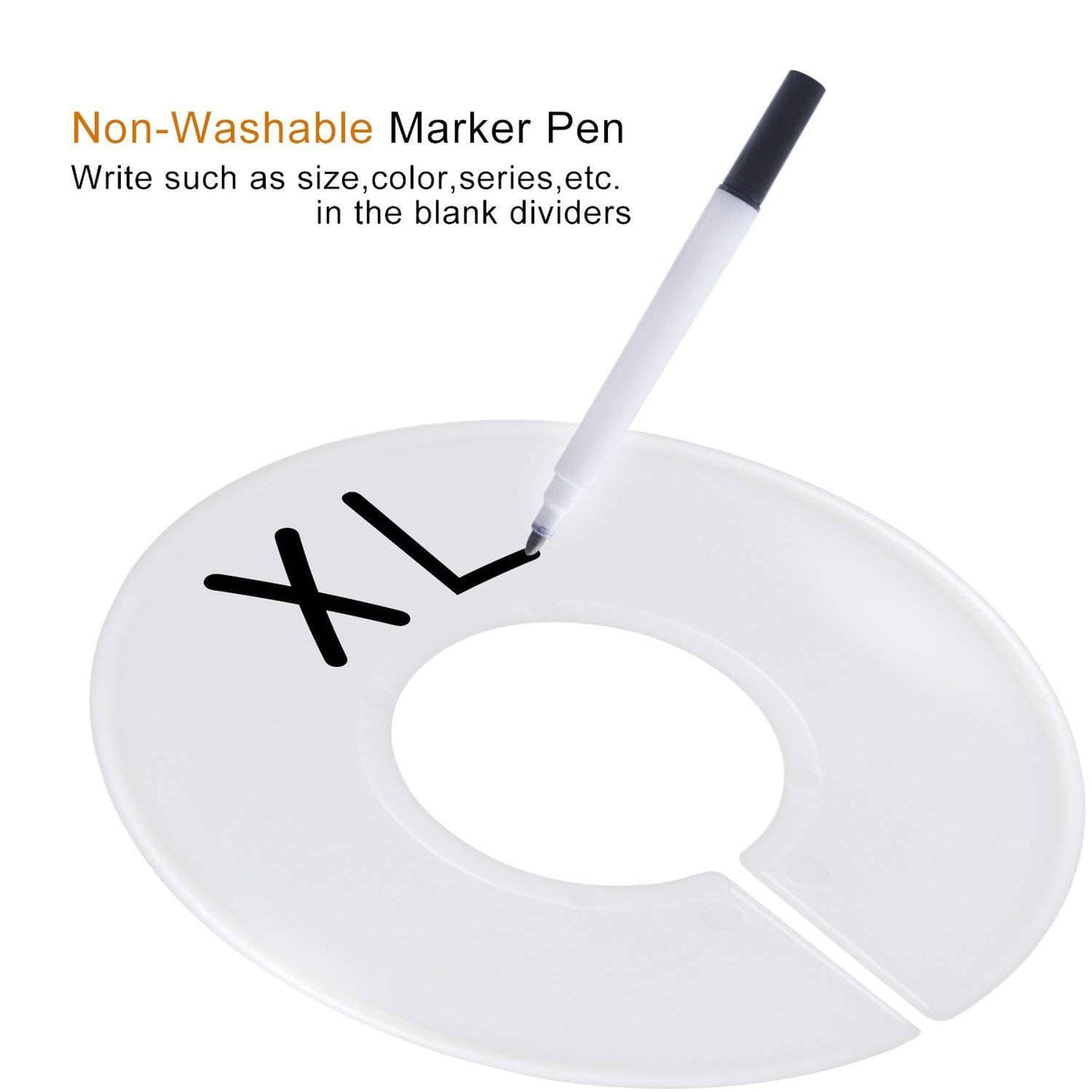 White round clothing rack divider disc with non-washable marker pen