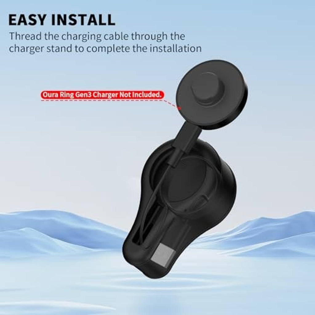 Black silicone charger stand protector with circular top and cable pass-through