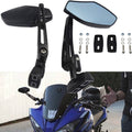 Motorcycle racing rearview mirror pair with blue-tinted glass and black mounts.