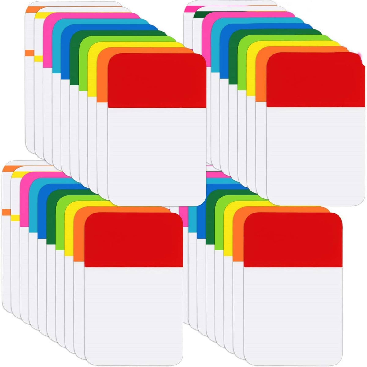 Sticky file index tabs, rounded corners, multiple colors with white writable labels