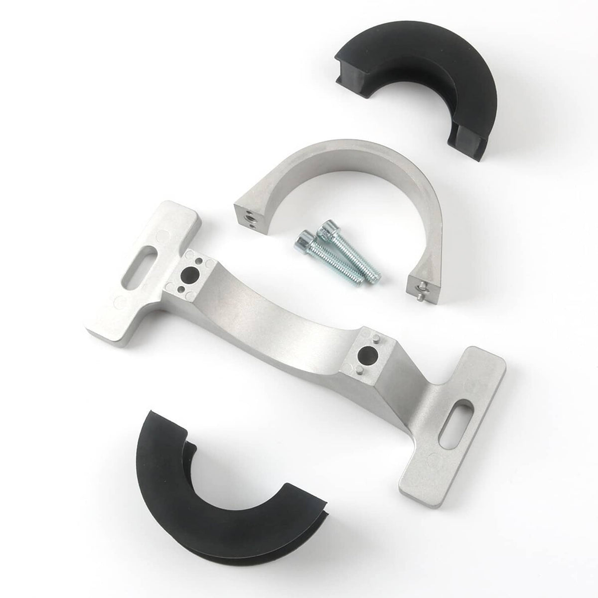 Driveshaft center support bearing carrier bracket with black support ring and screws