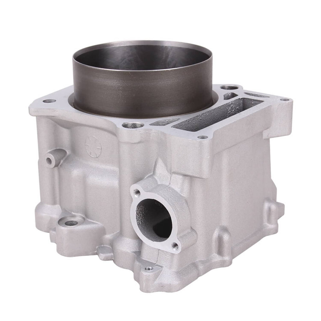 Cylinder block assembly with dark bore and front mounting flange, light aluminum