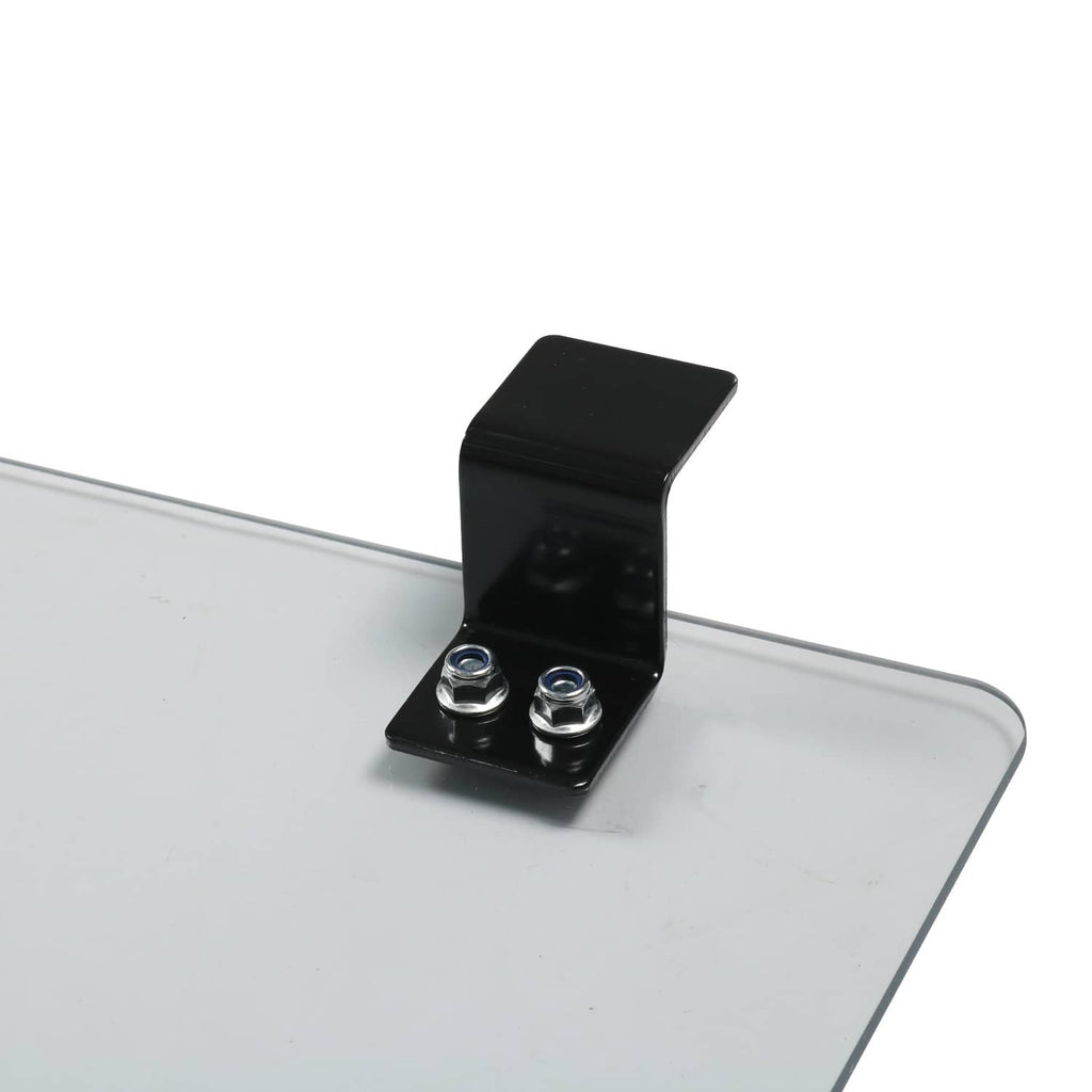 Rear sliding windshield window corner bracket with two metal bolts, black