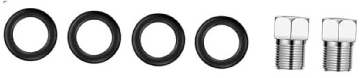 Surface cleaner accessory set with 4 rubber rings and 2 threaded connectors
