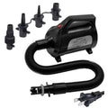 Electric air pump with flexible hose, multi-size nozzles, and power plug