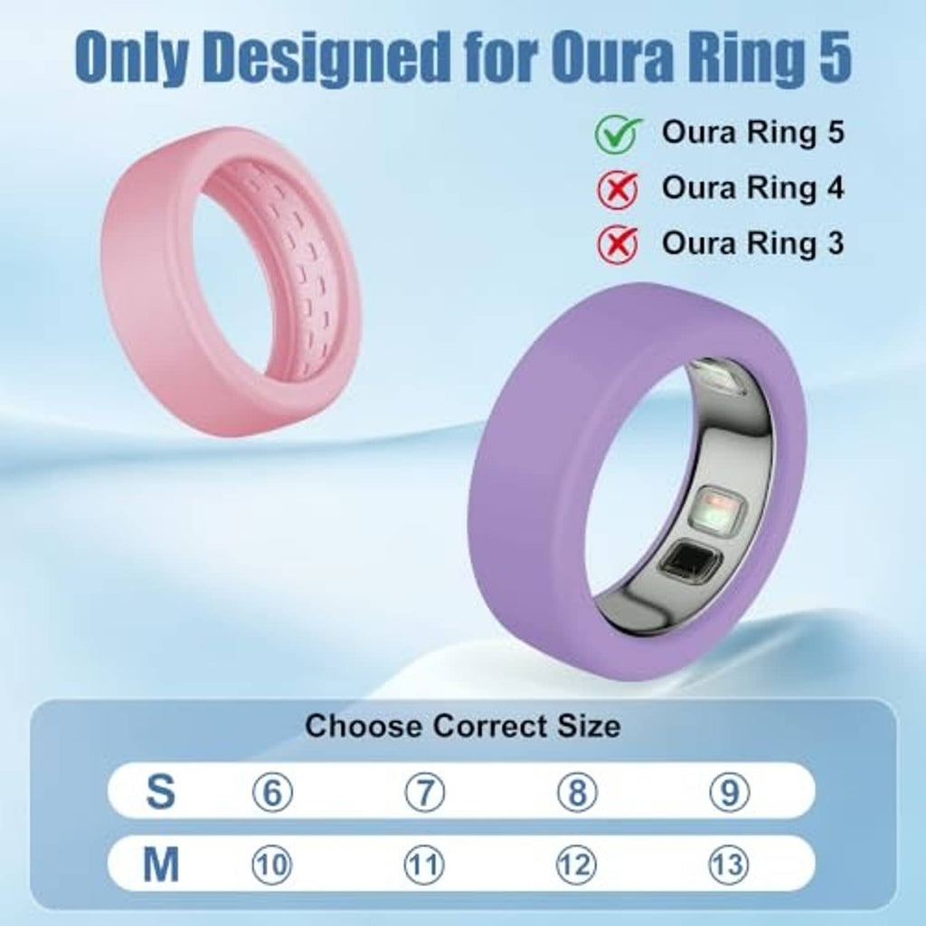 Oura Ring 5 silicone cover in blush pink and lavender, size M