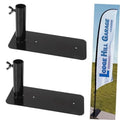 Black metal tire flag pole mounts, two-piece base plates with pole sleeves