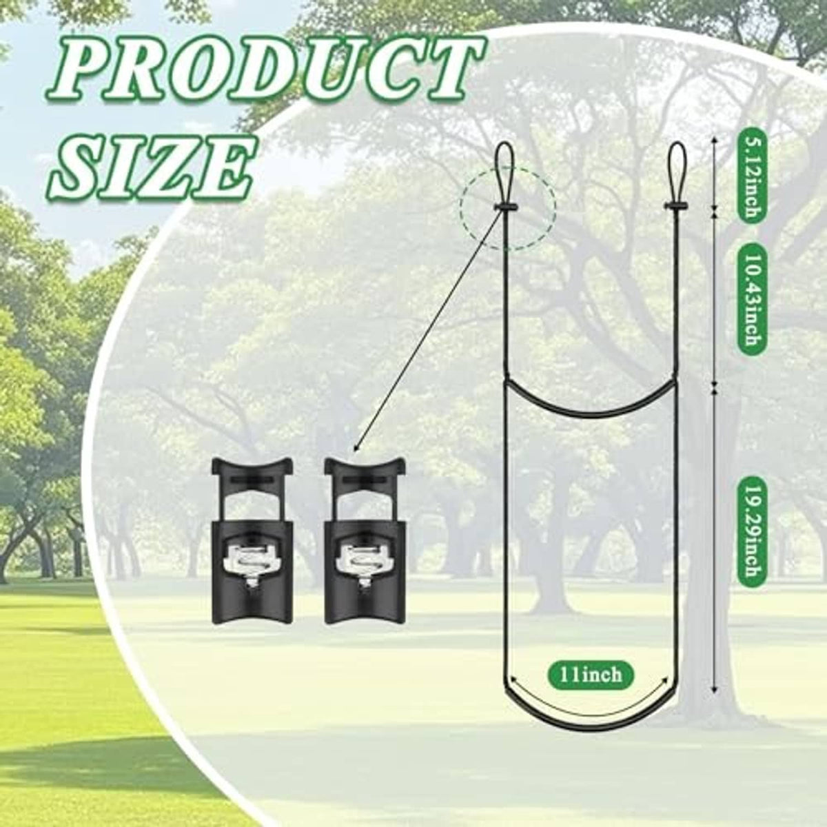 Rope ladder step size diagram with two anchor loops and foot platform
