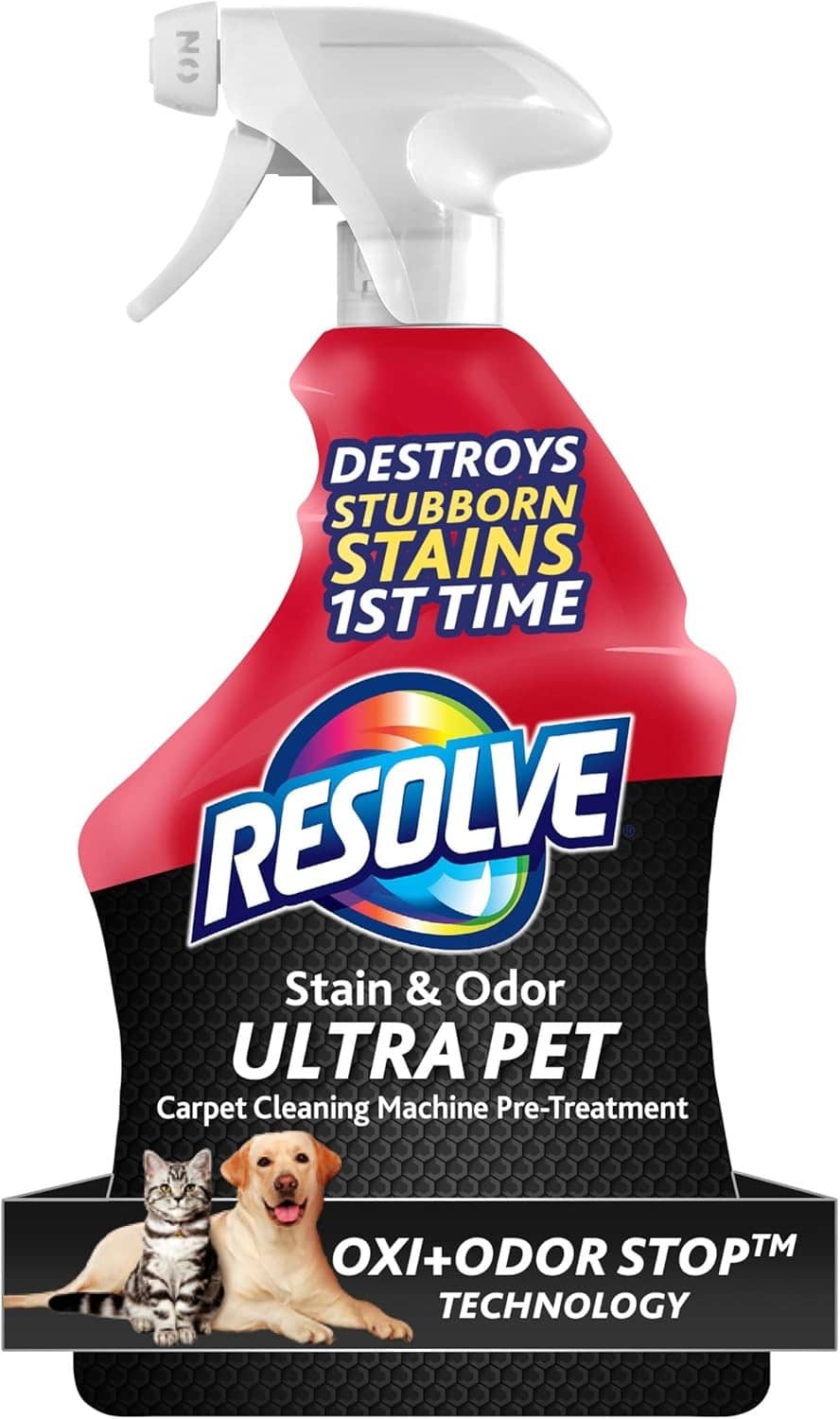 Resolve Ultra Pet carpet stain and odor remover spray bottle with trigger nozzle