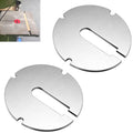 Pack of 2 circular metal table inserts with handle slot and four mounting notches