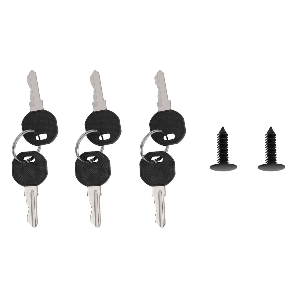Lock keys and screws set, black key fobs with metal stems