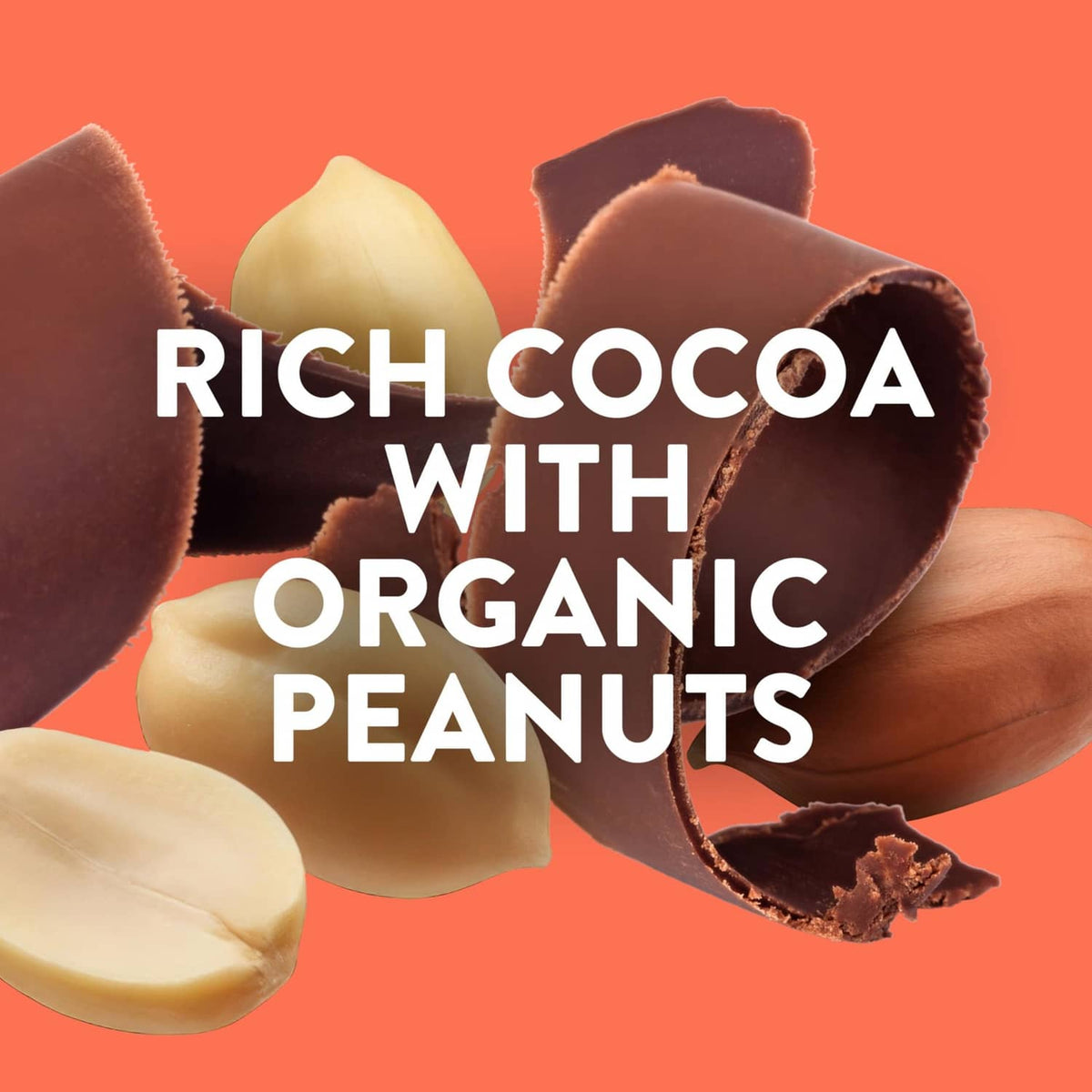 LUNA chocolate bar with organic peanuts, rich cocoa flavor graphic
