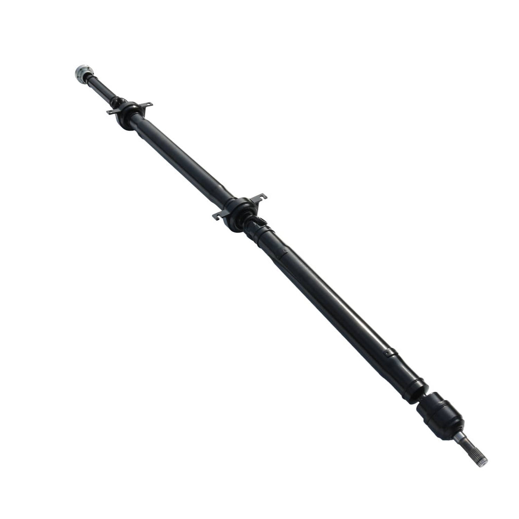 Rear propeller shaft assembly with black tube and metal U-joints