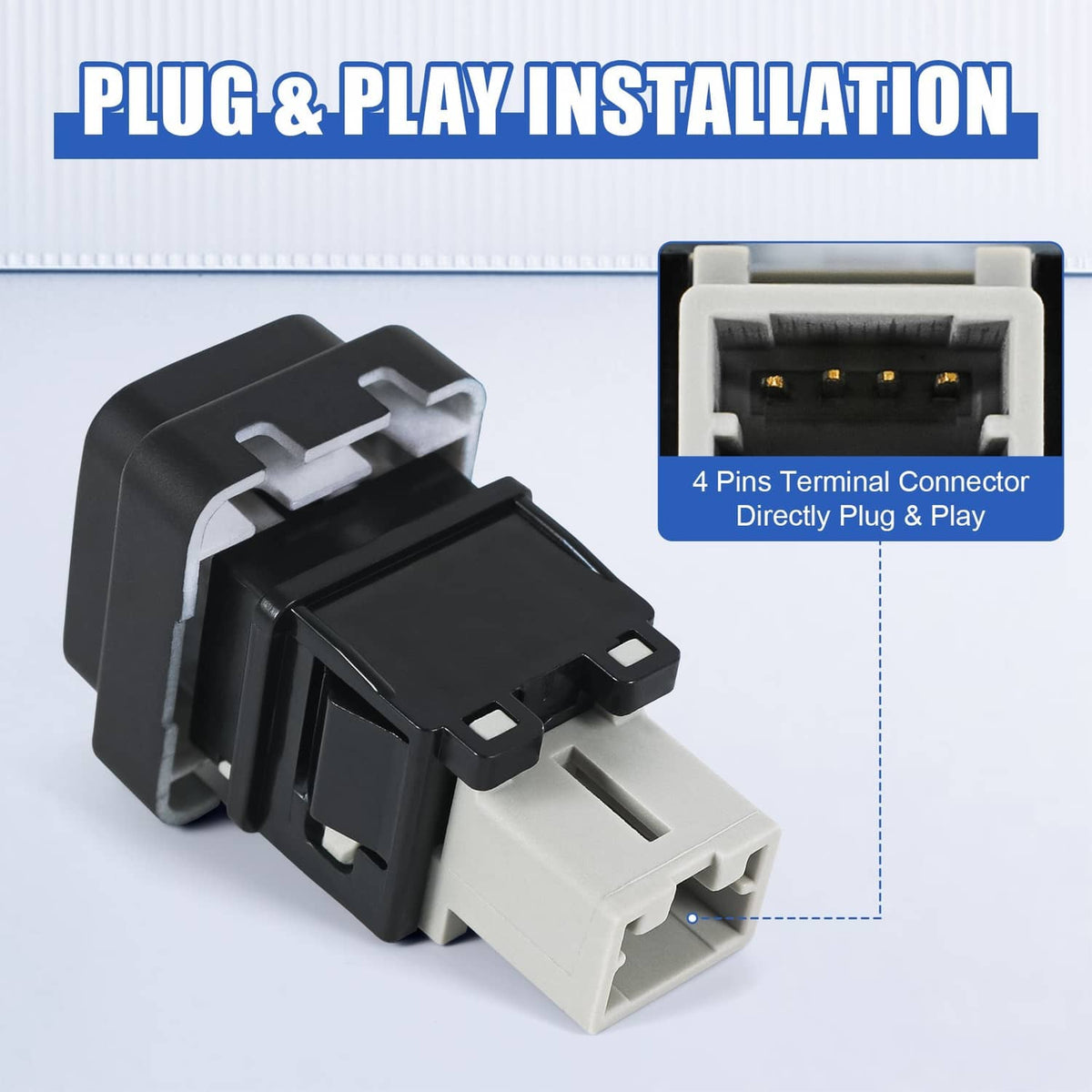 Fog light switch plug-and-play connector with 4-pin terminal