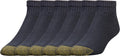 Men's athletic crew socks, dark with yellow-speckle heel and toe (6-pack)