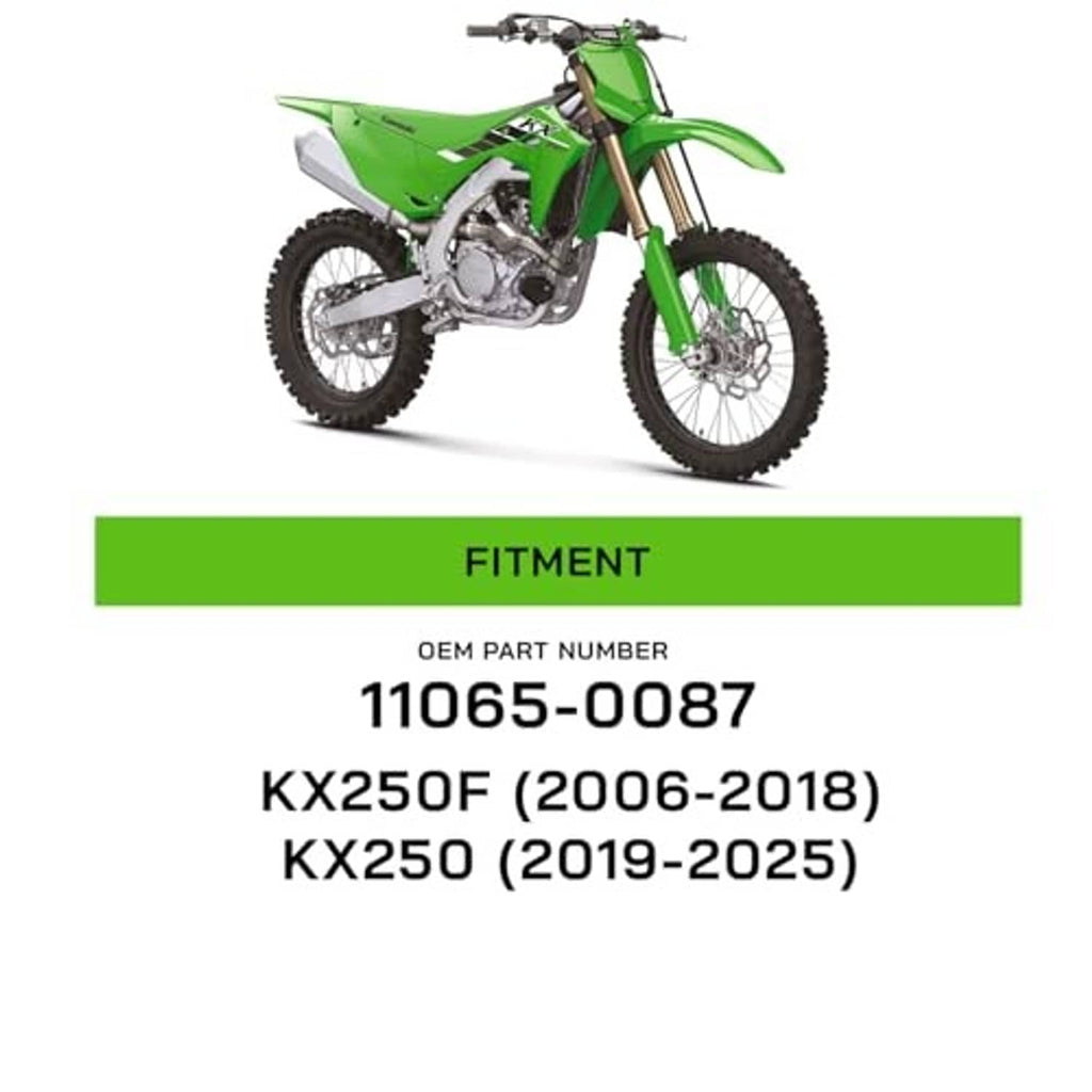 Folding rear brake pedal lever with compatibility listing for KX250F model years