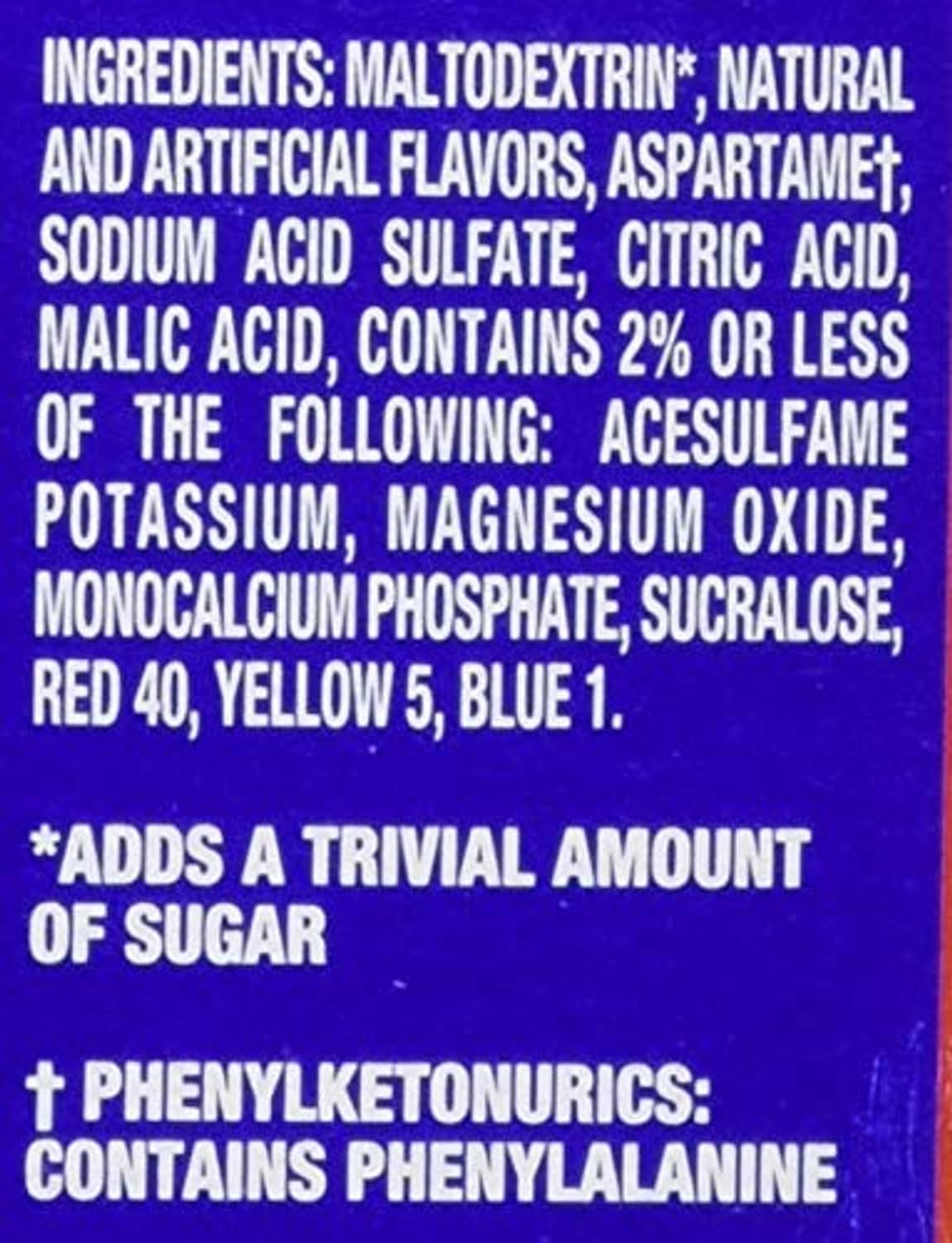 Dad's Old Fashioned Root Beer zero sugar drink mix ingredients list close-up