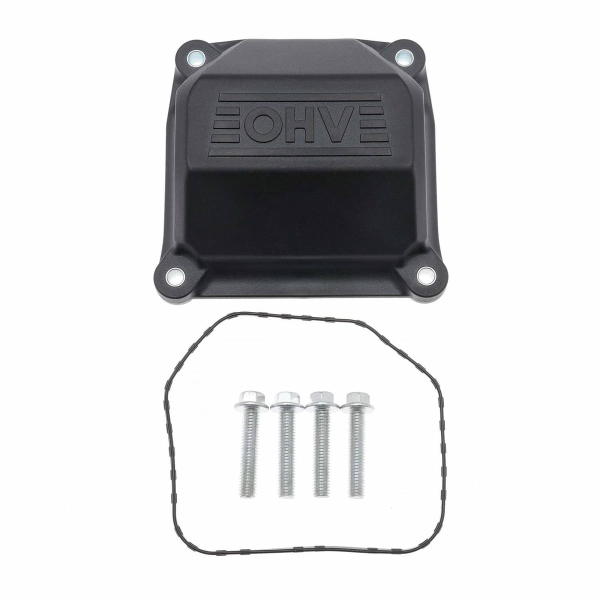 Black OHV valve cover kit with gasket and mounting bolts
