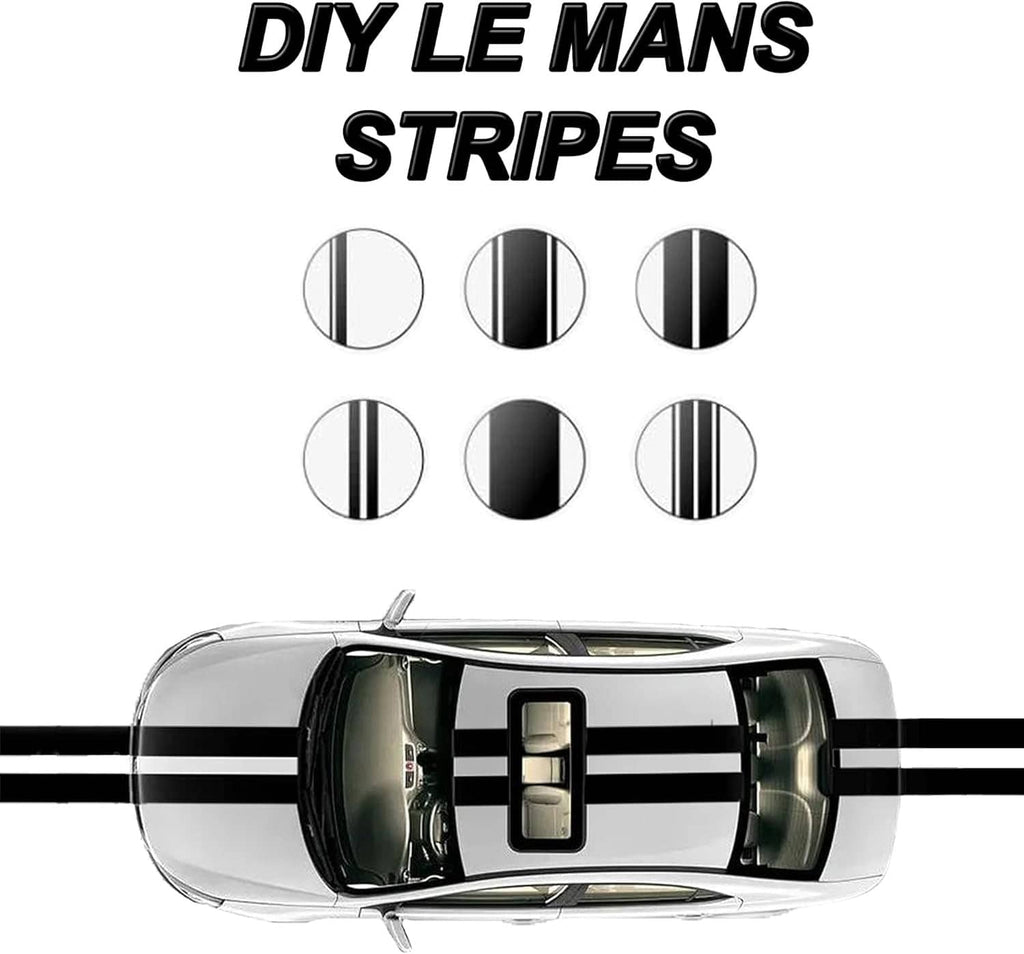 Gloss black vinyl wrap stripes set concept with multiple stripe patterns