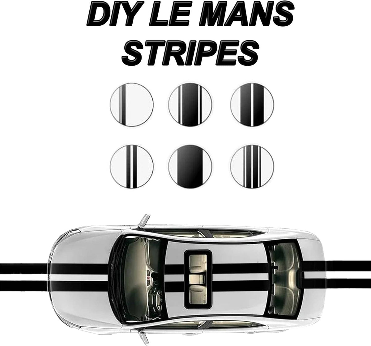 Gloss black vinyl wrap stripes set concept with multiple stripe patterns