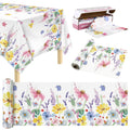 Spring floral tablecloth roll in white with pink, blue, yellow flowers and butterfly print