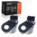 Engine camshaft position sensor pair with black plastic connector and mounting ears