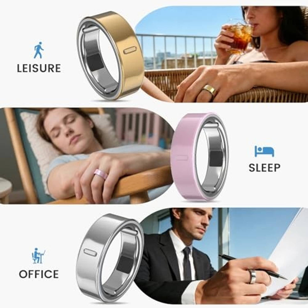 Ultra-thin clear ring skin covers on gold, pink, and silver metal ring bands