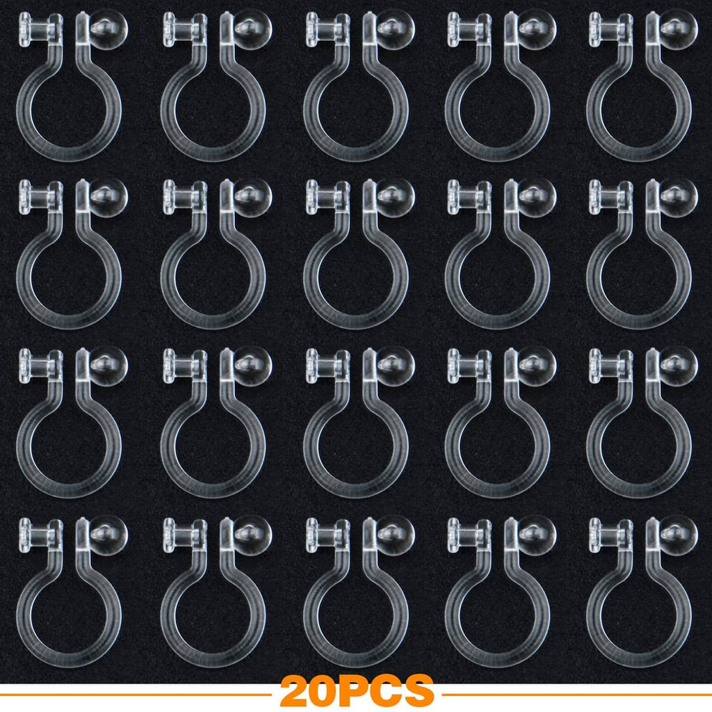Set of clear clip-on earring converters with metal spring clips and transparent loops