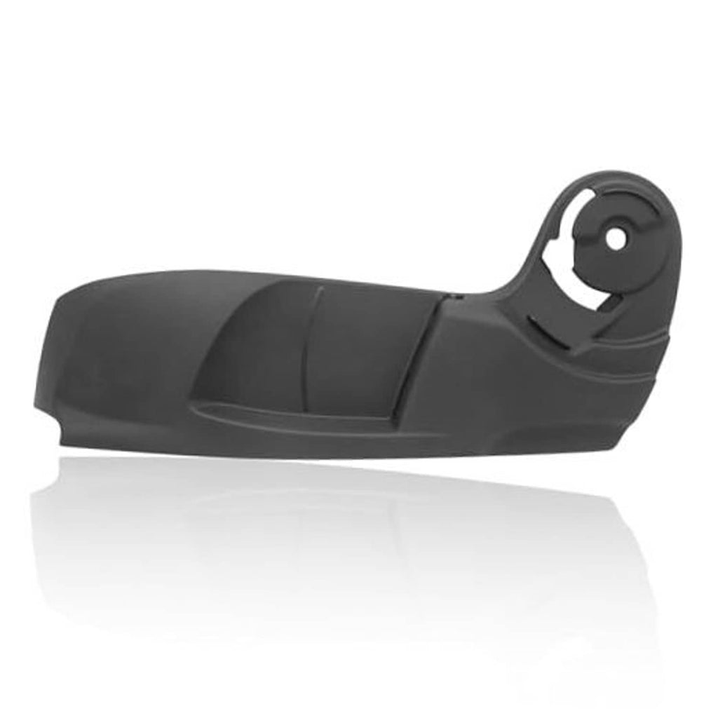 Front driver-side seat shield outer cover, dark gray plastic with round mounting hole.