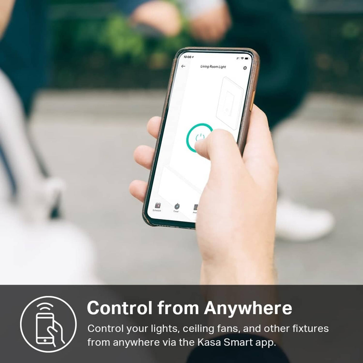 Smart light switch control in Kasa Matter app on a smartphone