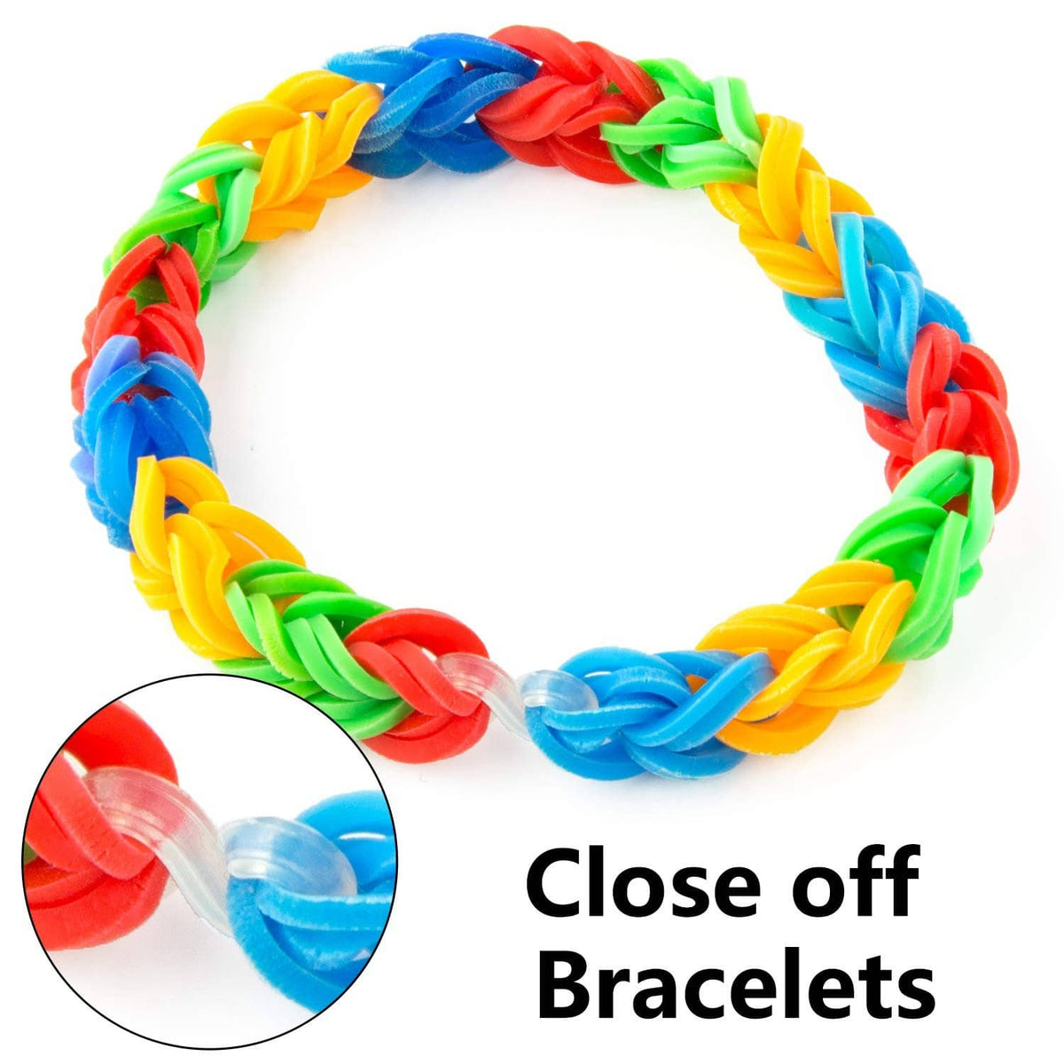 Colorful loom rubber band bracelet ring, multicolor braided interlocking bands