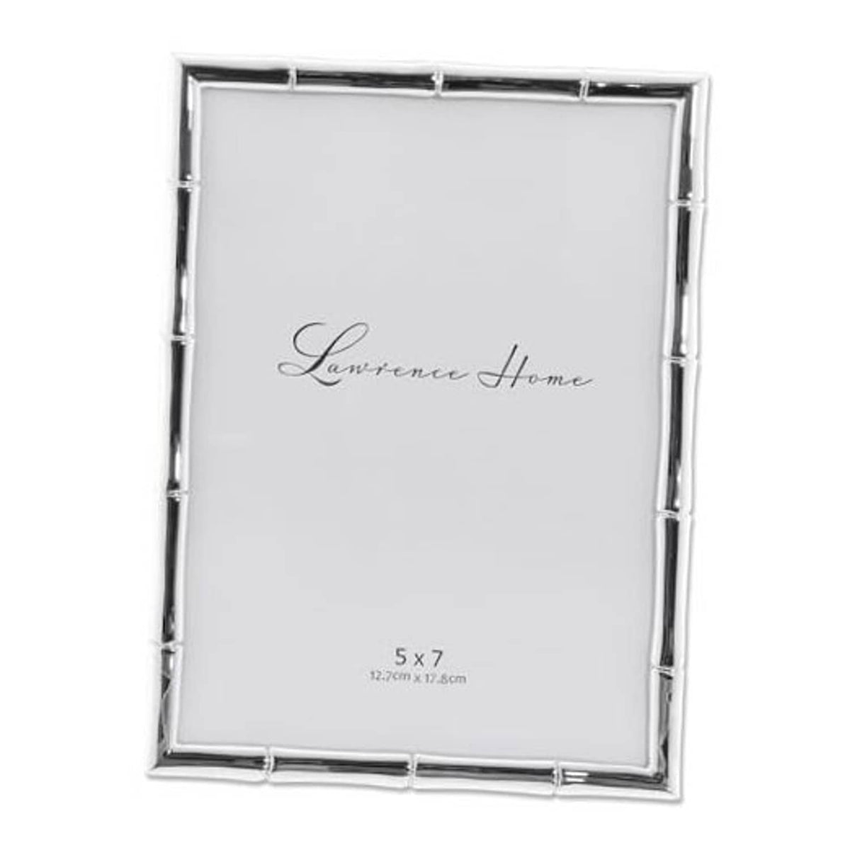 Silver bamboo-style metal 5x7 picture frame with glass, Lawrence Home mat and size print