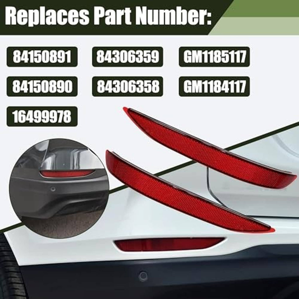 Red rear bumper reflectors installed on rear bumper, driver and passenger positions