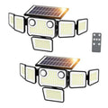 6-head solar floodlight with solar panel, LED light modules, and remote control