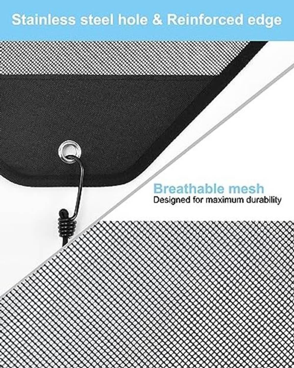 Air conditioner cover edge with reinforced black trim and breathable mesh panel
